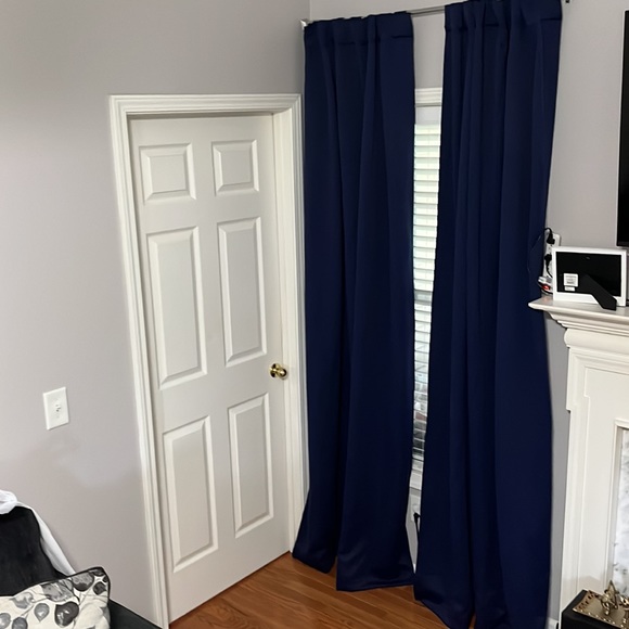 Linen blackout Curtains 2 Hanging Options Filtering Navy Blue W 52 x L 95 - Picture 1 of 13